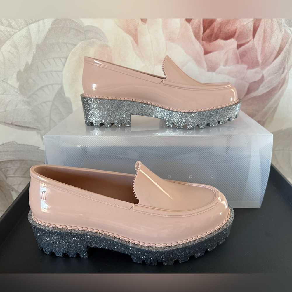 Melissa Royal Pink Loafers with Glitter Sole